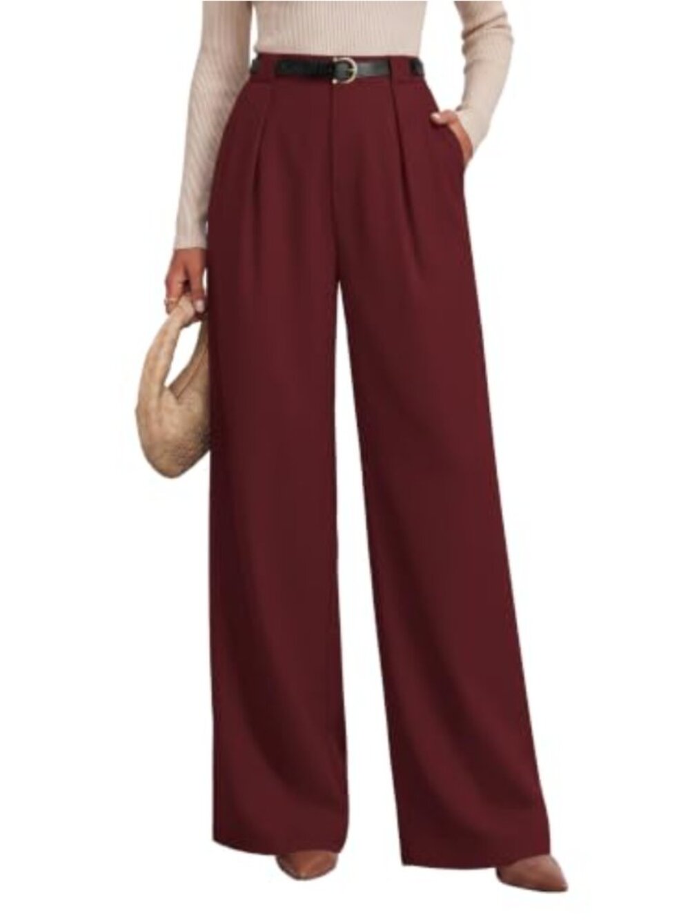 SAMPEEL Wide Leg Pants High Waist Business Casual Palazzo Wrinkle Resistant